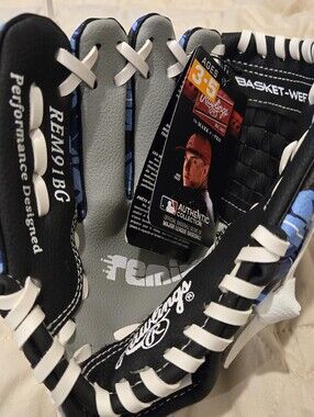 NWT - Rawlings Remix T-Ball & Youth 9" Blue - Left Hand Throw baseball glove.